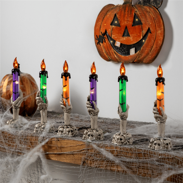 Northlight LED Lighted Skeleton Candle Halloween Décor - Set of 6