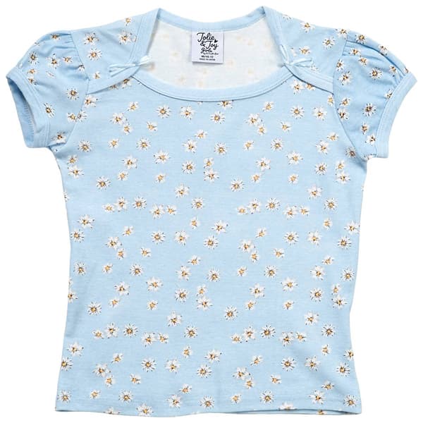 Girls (7-16) Jolie & Joy Puff Sleeve Daisy Bow Tee