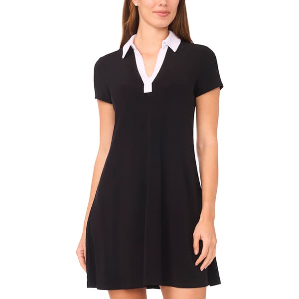 Womens MSK Short Sleeve Contrasting Collar Shift Dress