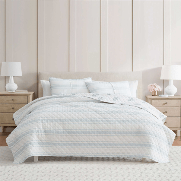 Martha Stewart Flower Block Print Quilt Set