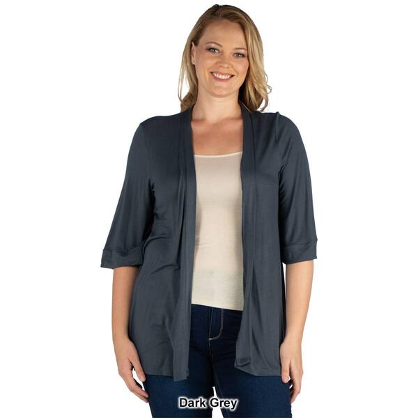 Plus Size 24/7 Comfort Apparel Extended Length Open Cardigan
