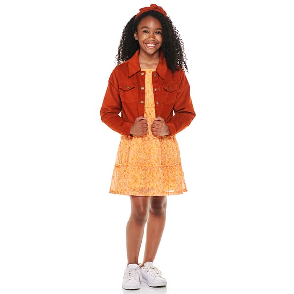 Girls &#40;7-16&#41; BTween Tiered Floral Peasant Dress & Cropped Jacket - image 