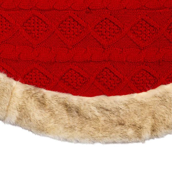 Kurt S. Adler 48in. Red Knit Faux Fur Tree Skirt