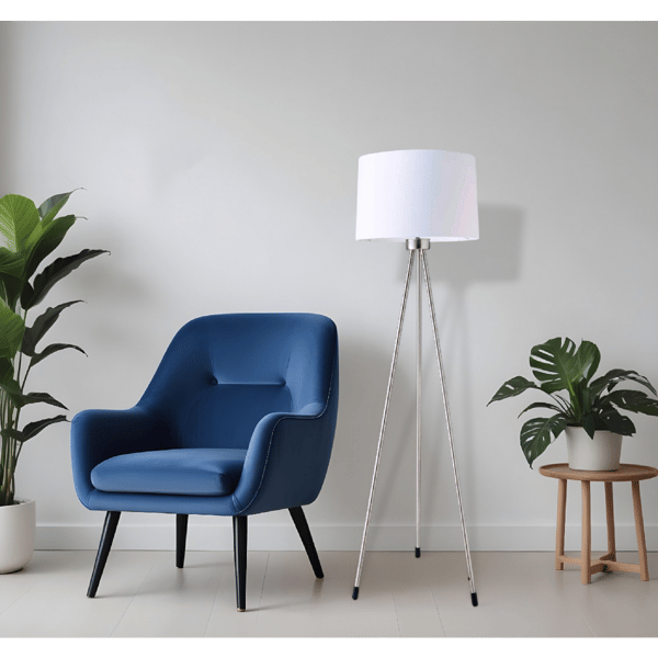 HomeRoots 59" White Tripod Floor Lamp With White Drum Shade - image 