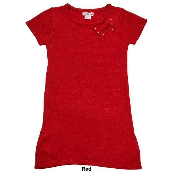 Girls &#40;7-16&#41; Pink Angel Bow Lurex Sweater Dress