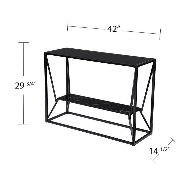 Southern Enterprises Argall Long Glass-Top Console Table