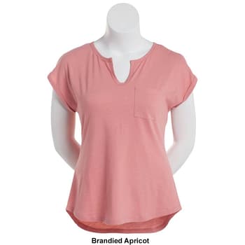 Womens Architect® Cap Sleeve Split Neck Pocket Top - Boscov's