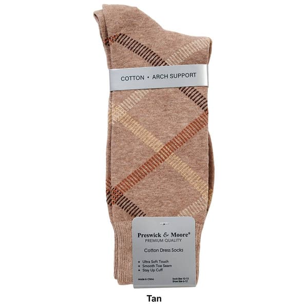 Mens Preswick & Moore&#174; Stitched Diamond Plaid Crew Dress Socks
