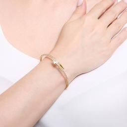 Athra 14kt. Gold over Brass Single Crystal Spear Coil Bracelet