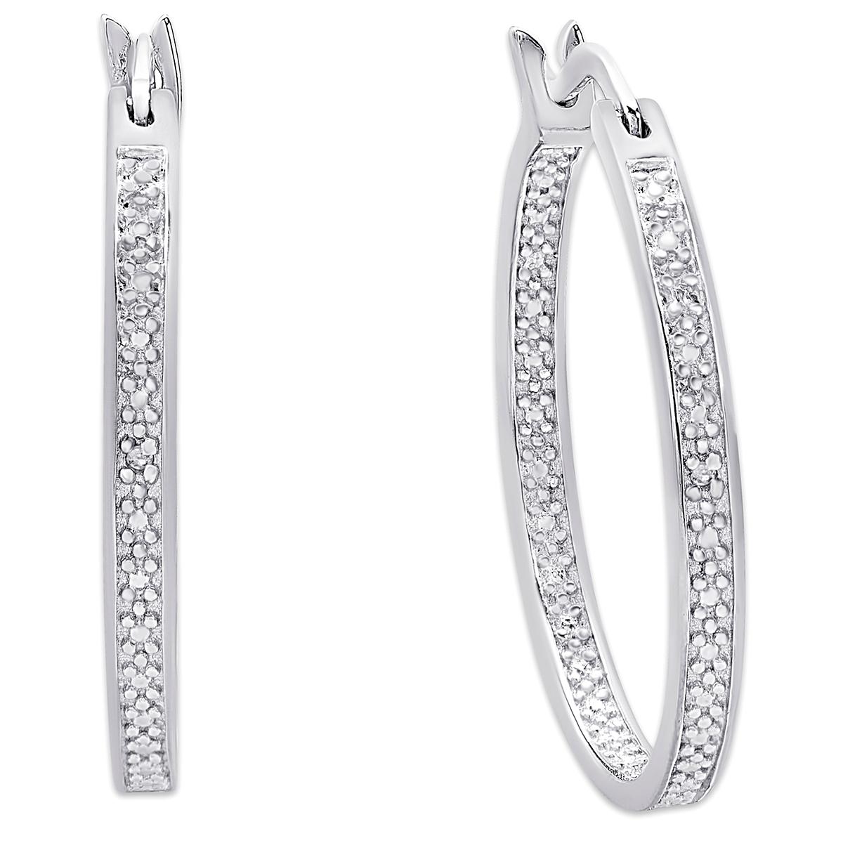 Accents by Gianni Argento Silver Diamond Accent Hoop...