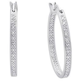 Accents by Gianni Argento Silver Diamond Accent Hoop Earrings