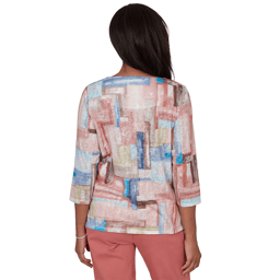 Womens Alfred Dunner Camden Market 3/4 Sleeve Color Block Blouse