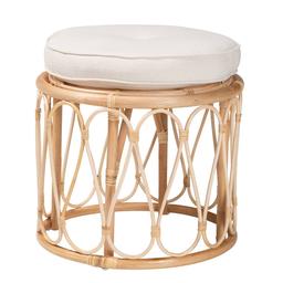 bali & pari Hachiro Bohemian Natural Rattan Ottoman Footstool