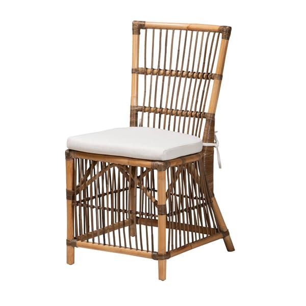 Baxton Studio Kim Bohemian Natural Brown Rattan Dining Chair