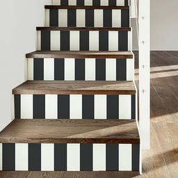 RoomMates(R) Awning Stripe Black Peel & Stick Wallpaper