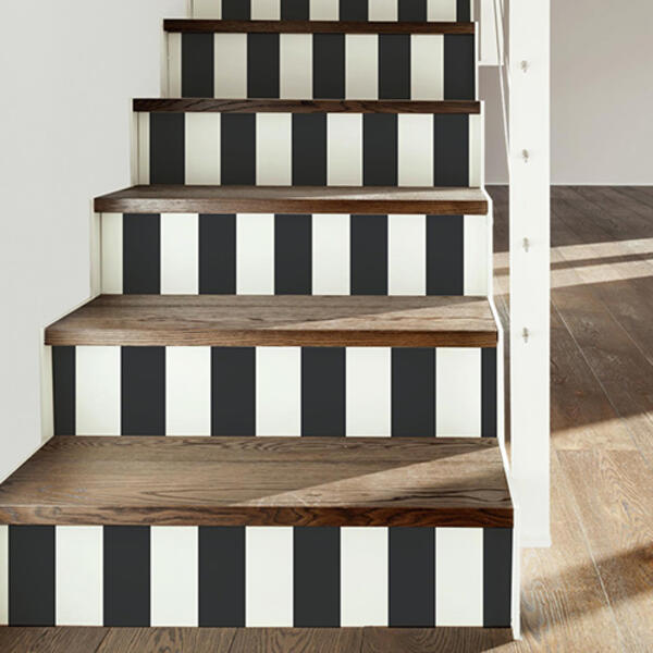RoomMates&#40;R&#41; Awning Stripe Black Peel & Stick Wallpaper - image 