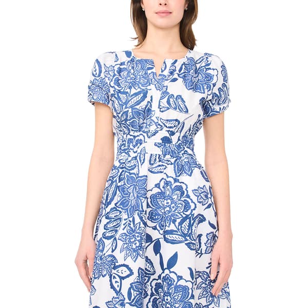 Womens Cece Short Sleeve Floral Cotton Poplin Maxi Dress