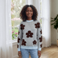 Womens Nanette Lepore Long Sleeve Floral Rhinestone Sweater - image 1