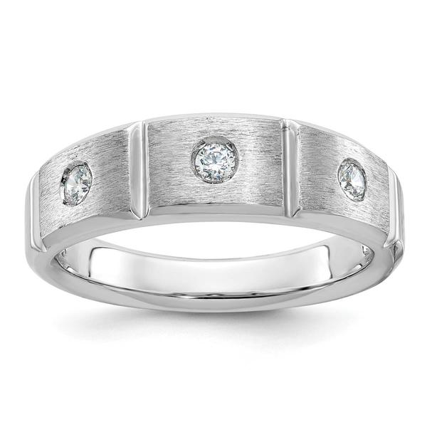Mens Gentlemens Classics(tm) 14kt. White Gold Round Diamond Ring - image 