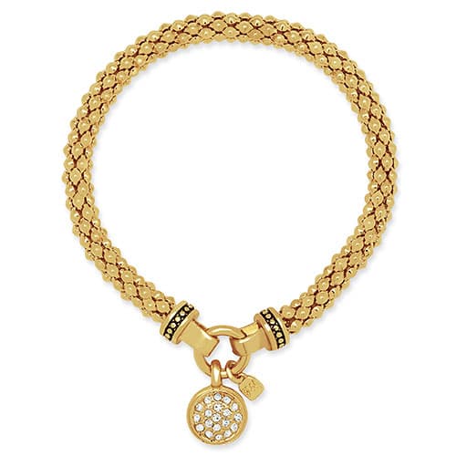 Nine West Gold-Tone Circle Charm Mesh Stretch Bracelet