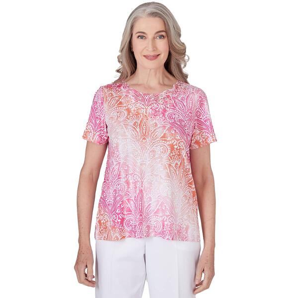 Womens Alfred Dunner Paradise Island Ombre Medallion Top - image 