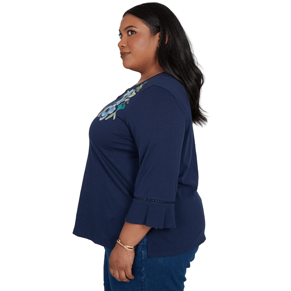 Plus Size Alfred Dunner Indigo Girls Floral Embroidery Blouse