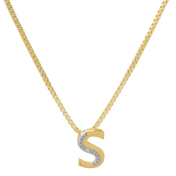 Gianni Argento 14kt Gold Plated Diamond Accent S Pendant - image 