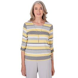 Womens Alfred Dunner Charleston Stripe Ruched Side Seam Top