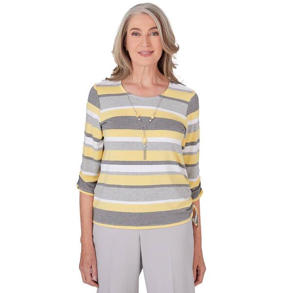 Womens Alfred Dunner Charleston Stripe Ruched Side Seam Top - image 