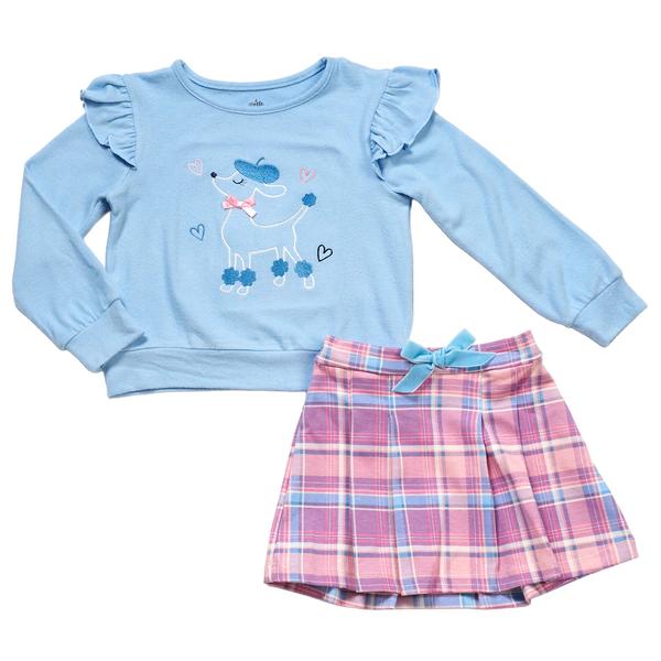 Girls (4-6x) Kids Headquarters® 2pc. Poodle Top w/ Plaid Skirt