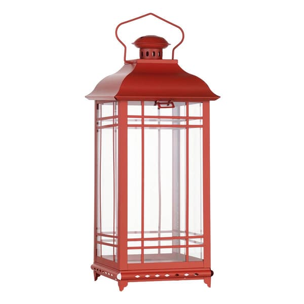 Melrose Traditional Red Metal Lanterns - Set of 3