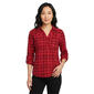 Womens Emily Daniels 3/4 Roll Tab Sleeve Plaid Henley Blouse - image 1