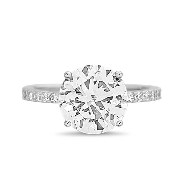 Rhodium Plated Round Cut CZ Engagement  Ring - image 
