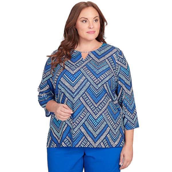 Plus Size Alfred Dunner Tradewinds Geometric Tile Tee - Boscov's