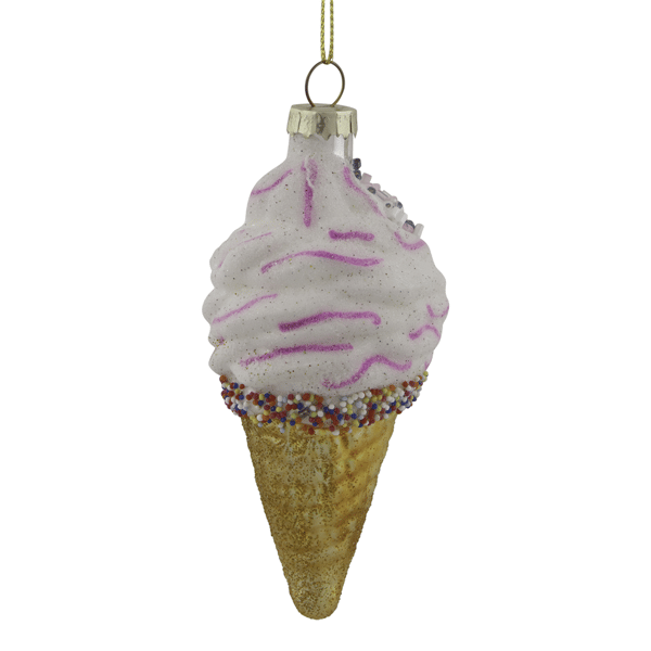 Northlight 4in. Vanilla Ice Cream Cone Glass Christmas Ornament
