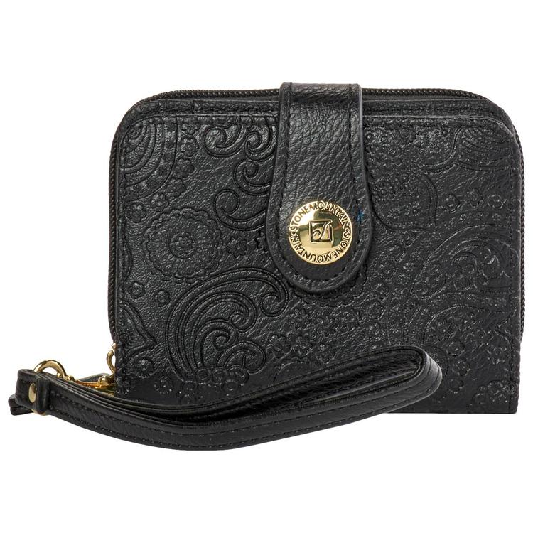 Womens Stone Mountain Paisley Embossed Small Wristlet