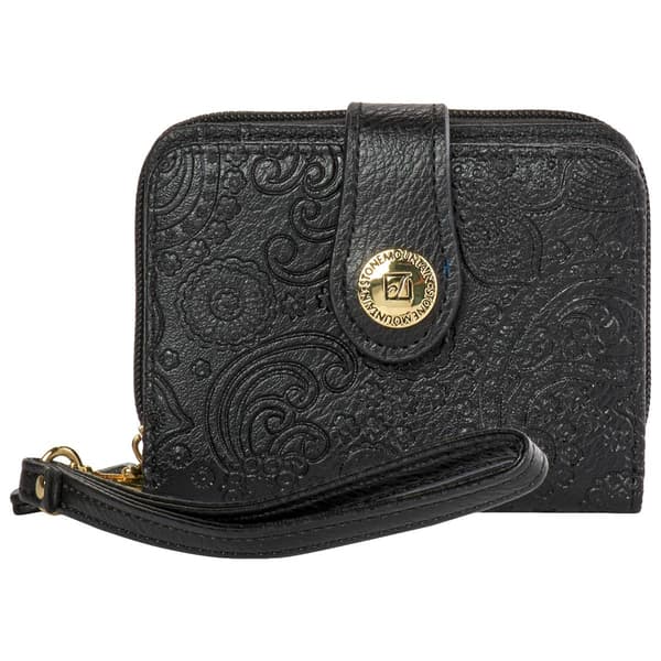 Womens Stone Mountain Paisley Embossed Small Wristlet - image 