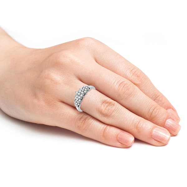 Nova Star® Sterling Silver Lab Grown Diamond Cluster Ring