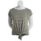 Womens French Laundry Stripe Tie Front Tee w/Shoulder Buttons - image 1