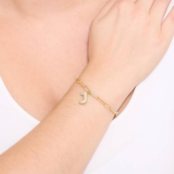 Athra 14kt. Gold Over Brass CZ J Initial Bracelet