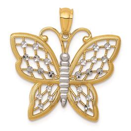 Gold Classics&#40;tm&#41; 14kt. Gold and Rhodium Butterfly Pendant