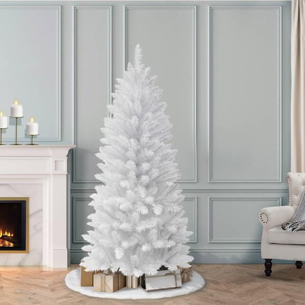 Puleo International 6ft. White Artificial Pine Christmas Tree