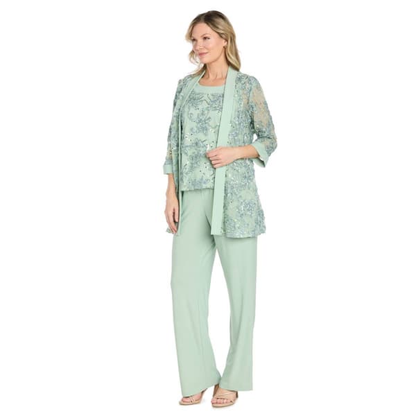 Womens R&M Richards Embroidered 3 Piece Pant Set - image 