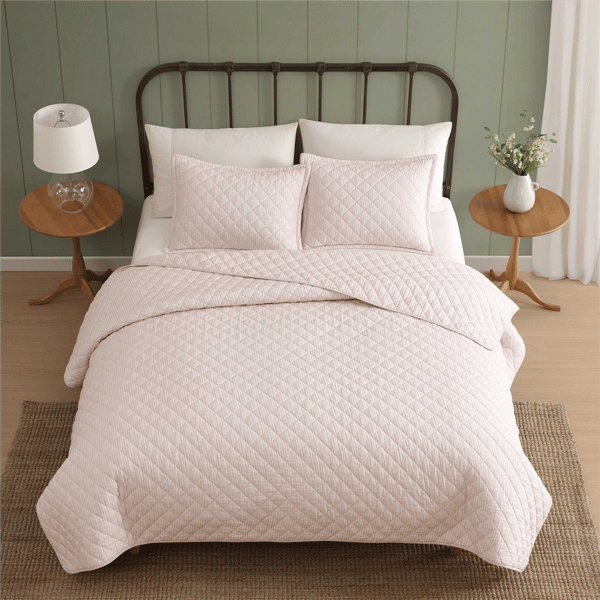 Laura Ashley Tessas Ticking Stripe Reversible Qulit Set
