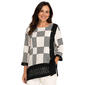 Womens Ali Miles 3/4 Sleeve Checkered Print With Side Button Det - image 1