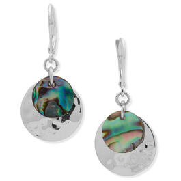 Chaps Silver-Tone & Abalone Layered Drop Earrings