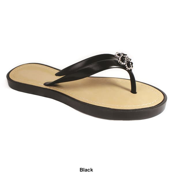 Womens Ashley Blue Iris Rhinestone Flower Jelly Flip Flops - image 