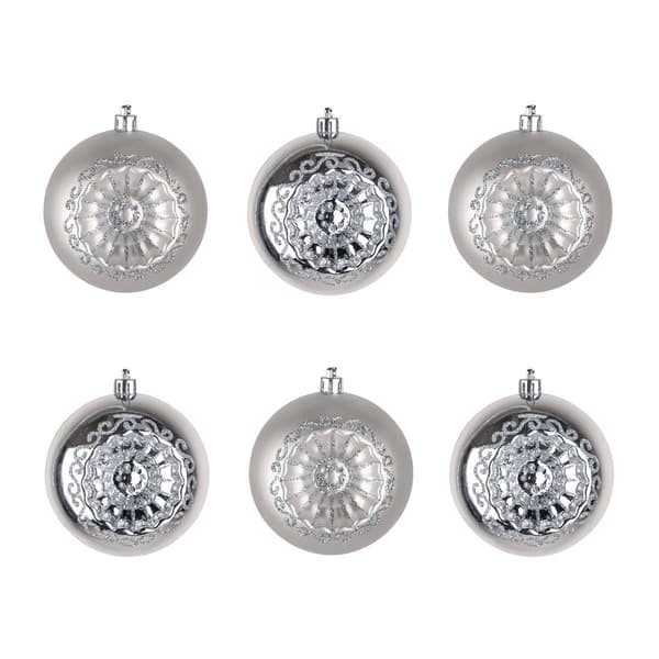 National Tree 6pc. Silver Shatterproof Ornament Balls - image 