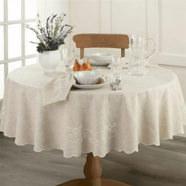 Lenox® French Perle Linen Embroidered Tablecloth