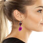Betsey Johnson Flowers & Red Stone Hearts Drop Earrings - image 2